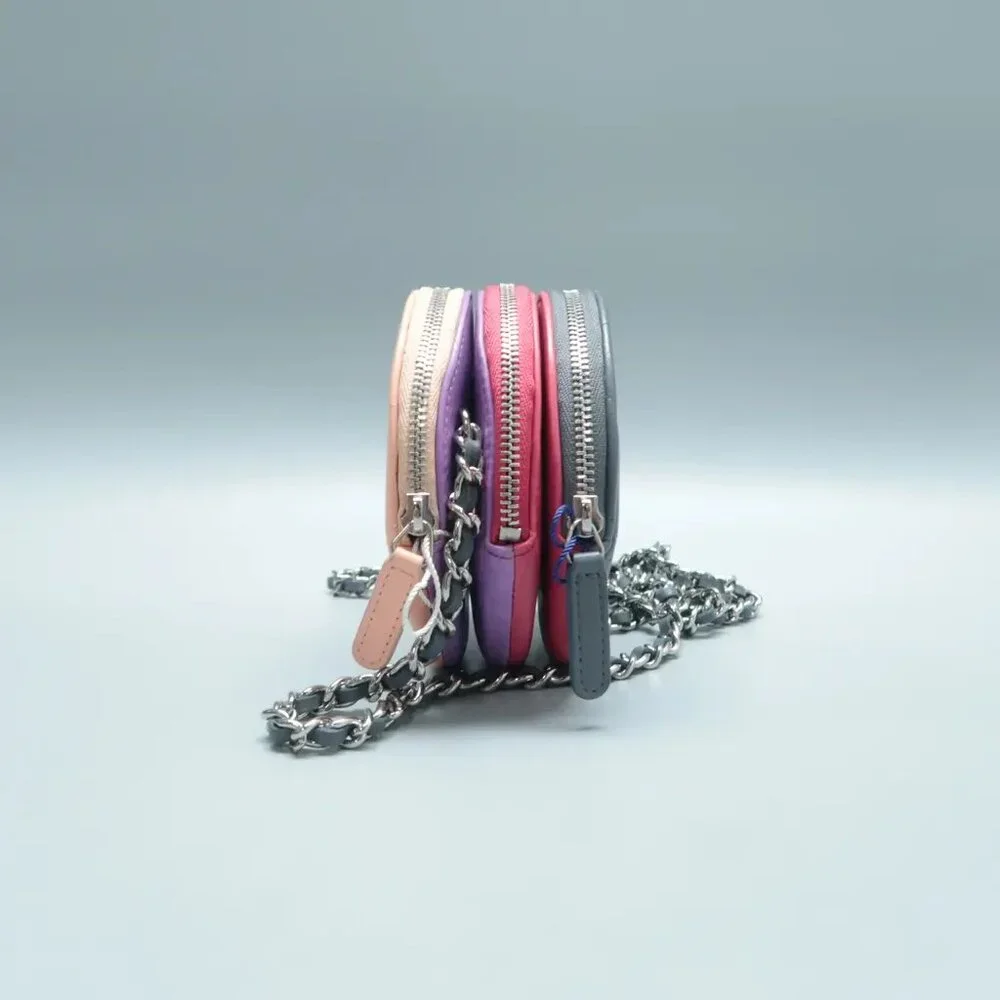 100% Authentic CHANEL Gray&Pink Leather Shoulder Bag 1596-101424 - Picture 4 of 12